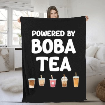 Discover Powered By Boba Tea Bubble Japan K-pop Korean Fleece Blankets