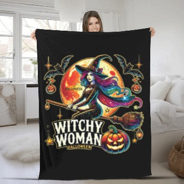 Discover Couple Halloween Husband Witchy Woman Halloween Fleece Blankets