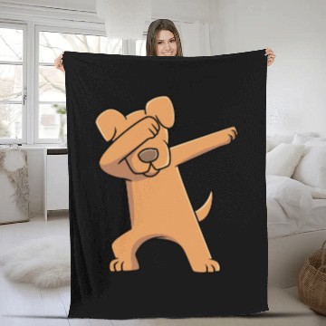 Discover Funny Dabbing Dog Owner Great Dane Puppy Fleece Blankets