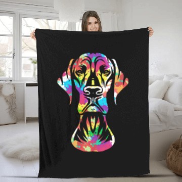Discover Colorful Retro Dog Owner Great Dane Lovers Fleece Blankets