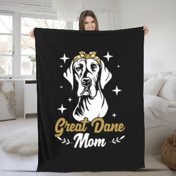 Discover Cute Dog Mom Polka Dot Hair Bow Great Dane Mom Fleece Blankets