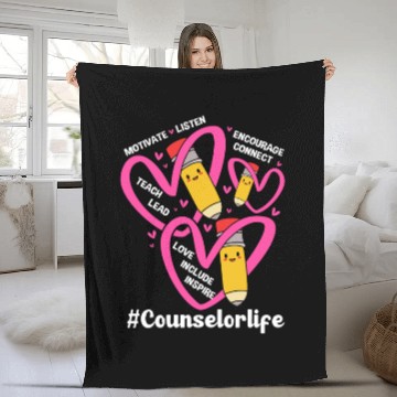 Discover Back To School Counseling School Counselor Life Fleece Blankets