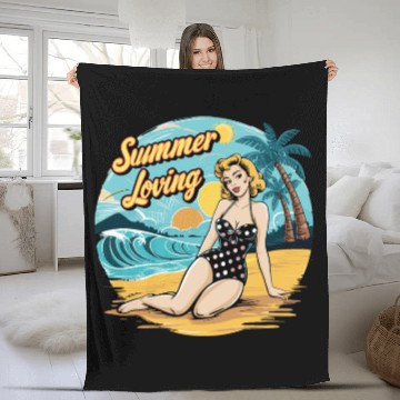 Discover Retro Summer Loving Beach Vibes for a Beach Lover Fleece Blankets