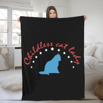 Discover Vintage And Retro Funny Childless Cat Lady Fleece Blankets