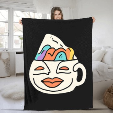 Discover Abstract Fusion: Mug & Face Artistry Fleece Blankets