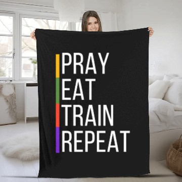 Discover Pray Eat Train Repeat Fleece Blankets