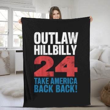 Discover Trump Vance 2024 Outlaw Hillbilly US Flag Vintage Fleece Blankets