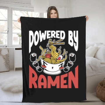 Discover Powered By Ramen Anime Japanese Soup Cup Noodle Fleece Blankets
