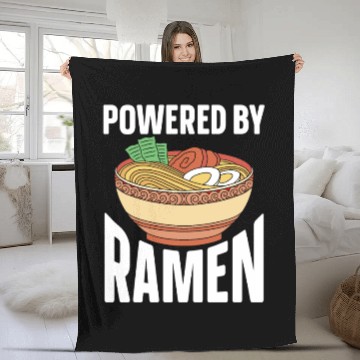 Discover Powered By Ramen Anime Japanese Soup Cup Noodle Fleece Blankets