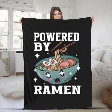 Discover Powered By Ramen Anime Japanese Soup Cup Noodle Fleece Blankets