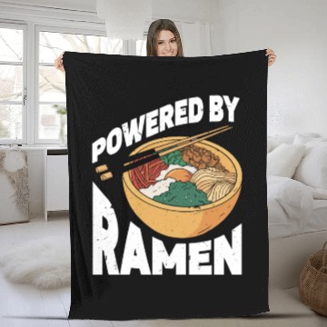 Discover Powered By Ramen Anime Japanese Soup Cup Noodle Fleece Blankets