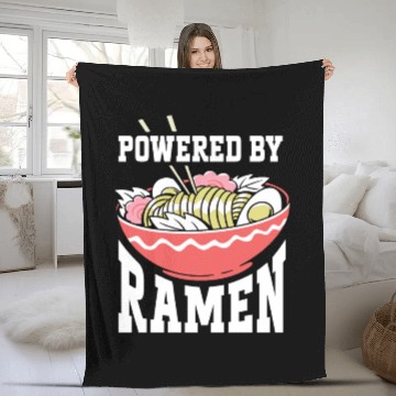 Discover Powered By Ramen Anime Japanese Soup Cup Noodle Fleece Blankets