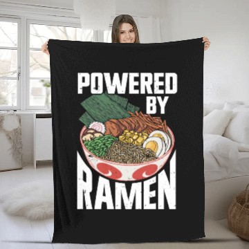 Discover Powered By Ramen Anime Japanese Soup Cup Noodle Fleece Blankets