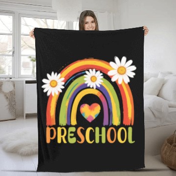 Discover Preschool Rainbow Back to School Preschool Teacher Fleece Blankets