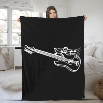 Discover Drawn line art bass guitar Fleece Blankets