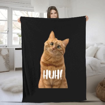 Discover Funny Cross-Eyed Cat Meme Huh Funny Cat Fleece Blankets