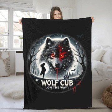 Discover Wolf Cub on the Way Announcement Fleece Blankets