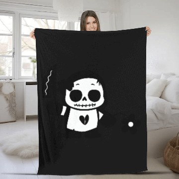 Discover Halloween Girl with Flower and Knife Fleece Blankets