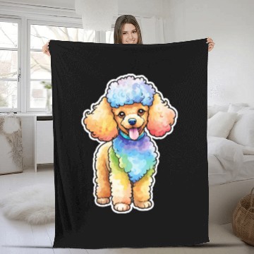 Discover Poodle Watercolor Fleece Blankets