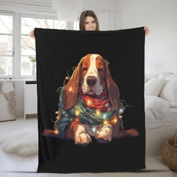 Discover Funny Basset Hound Dog Christmas Tree Lights Xmas Fleece Blankets