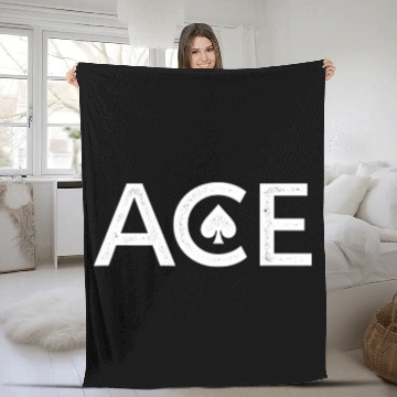 Discover Ace of Spades Texas Hold'em Playing Card Poker Fleece Blankets