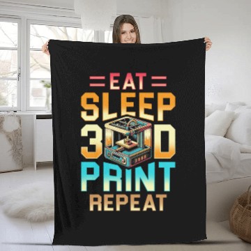 Discover 3D Engineer Eat Sleep 3D Print Repeat Fleece Blankets