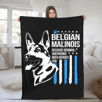 Discover 4th Of July US Flag Belgian Malinois K9 Dog Fleece Blankets