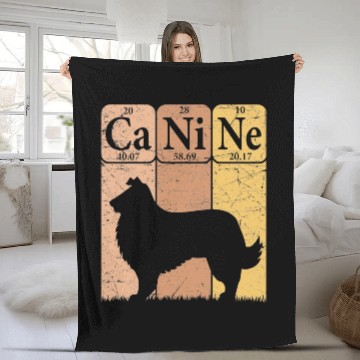 Discover Rough Collie Periodic Table Elements Dog Lover Fleece Blankets
