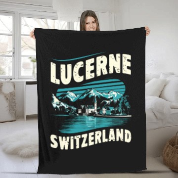 Discover Lucerne Switzerland Souvenir Scenic Mountains Fleece Blankets