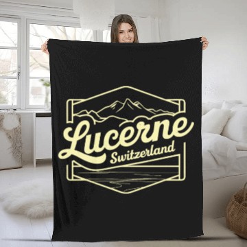 Discover Lucerne Souvenir Switzerland Mountain Scene Fleece Blankets