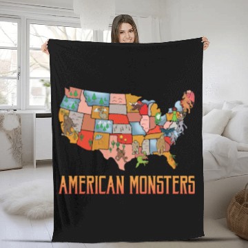 Discover American Monsters Cryptid Monsters Myth Creatures Fleece Blankets