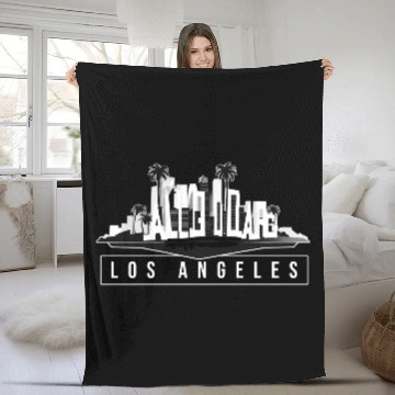 Discover LOS ANGELES - Downtown Fleece Blankets