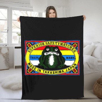 Discover Japanese Safety Matches Matchbox Art Frog Fleece Blankets