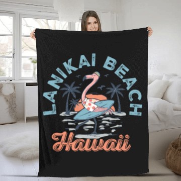 Discover Vintage Beach Flamingo Fleece Blankets