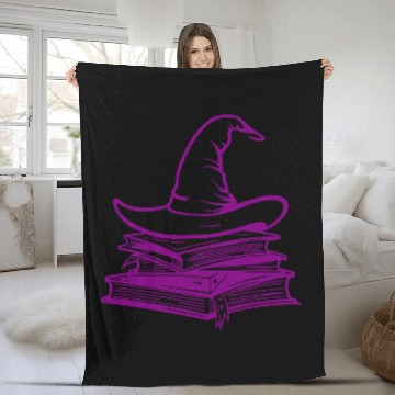 Discover Wizard Hat On Stack Of Books - Back to School Fleece Blankets