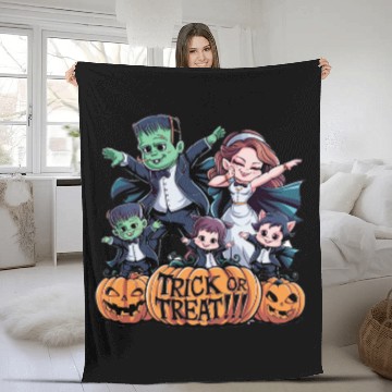 Discover halloween Franken n Werewolf family Fleece Blankets