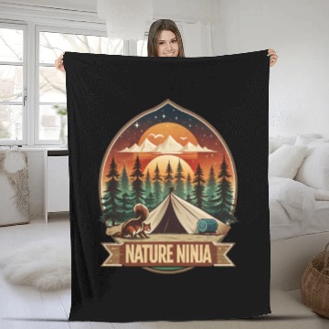 Discover Nature Ninja Squirrel Steals Food Sunset Style Fleece Blankets