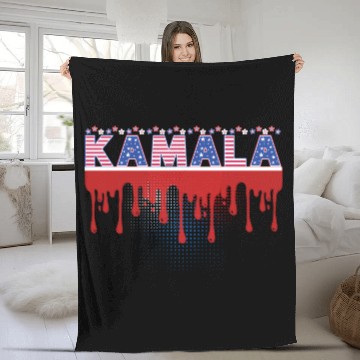 Discover Kamala Harris Patriotic 2024 American Flag Theme Fleece Blankets