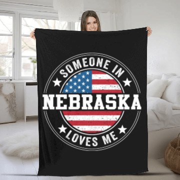 Discover Someone In Nebraska Loves Me Fleece Blankets