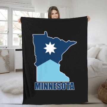 Discover The new Flag of Minnesota State and map Fleece Blankets