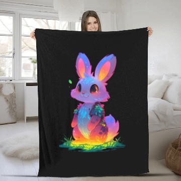 Discover Neon Night Bunny Fleece Blankets