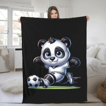 Discover Cute Soccer Player Panda Fleece Blankets