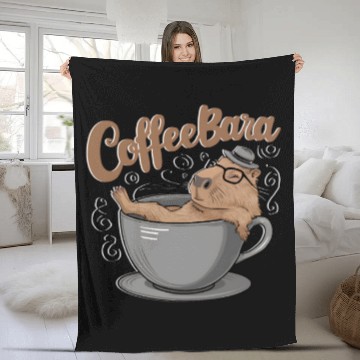 Discover Coffeebara Capybara Coffedrinker Fleece Blankets