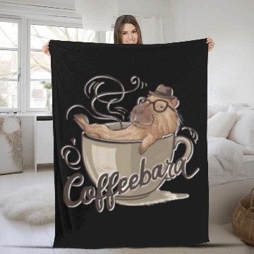 Discover Coffeebara Capybara Coffedrinker Fleece Blankets