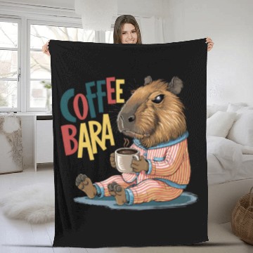 Discover Coffeebara Capybara Coffedrinker Fleece Blankets