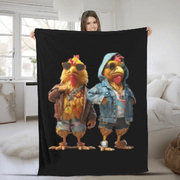 Discover Hip chickens rocking fashionable Fleece Blankets