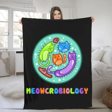 Discover Meowcrobiology Cat Meow Microbiology Science Fleece Blankets