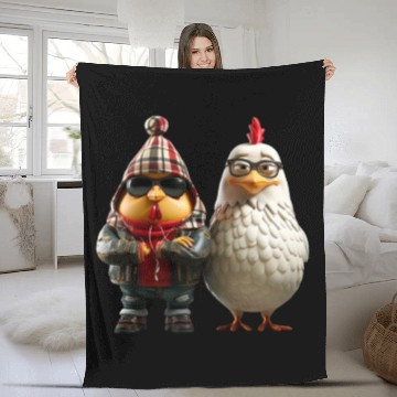 Discover Hip chickens in cool streetwear Fleece Blankets