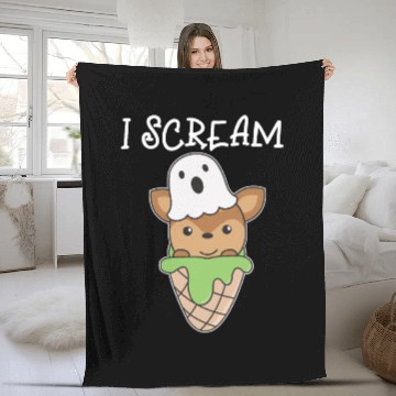 Discover Deer Halloween Ghost I Scream Ice Cream Pun Fleece Blankets