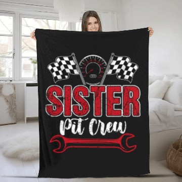 Discover Birthday Party Racing Family Sister Pit Crew Fleece Blankets